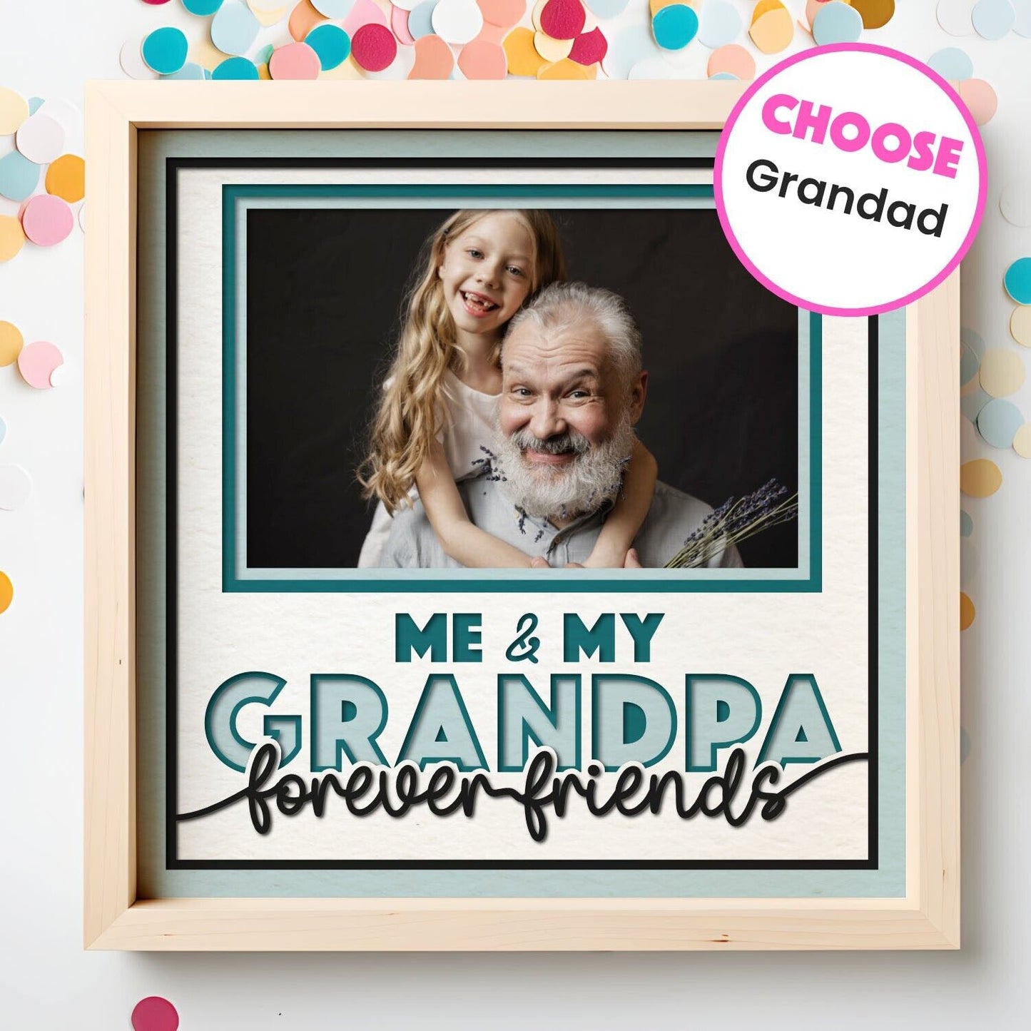 Me and My Grandpa Forever Friends - 9 x 9 Inch Frame - 1, 2, 3 or 6 photos