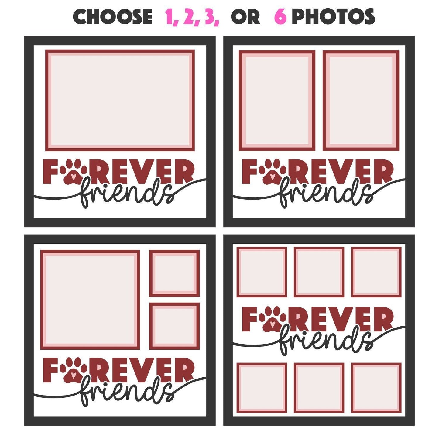 Forever Friends Pet - 9 x 9 Inch Frame - 1, 2, 3 or 6 photos / Multi Colour