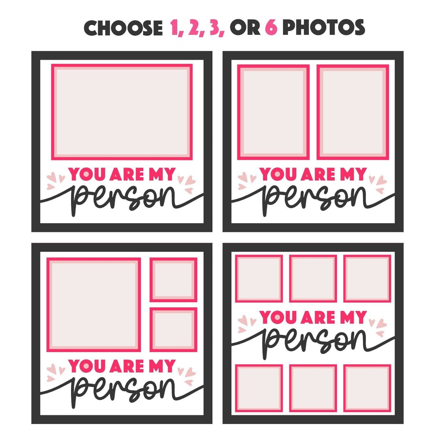 You Are My Person - 9 x 9 Inch photo Frame - 1, 2, 3 or 6 photos / Multi Colour
