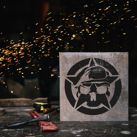 Army Ranger Skull Military Star Stencil
