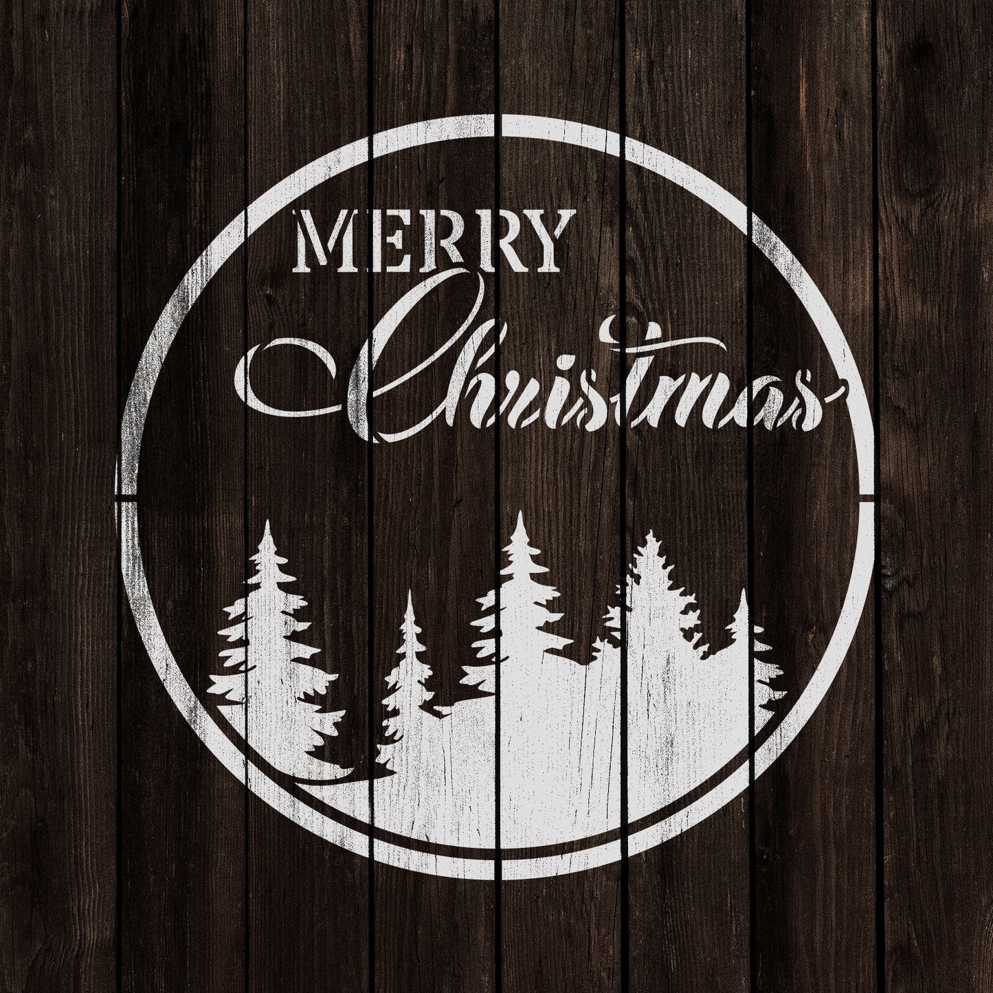 Round Merry Christmas Sign Stencil