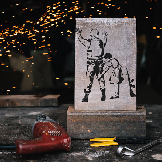 Soldier Girl Banksy Stencil