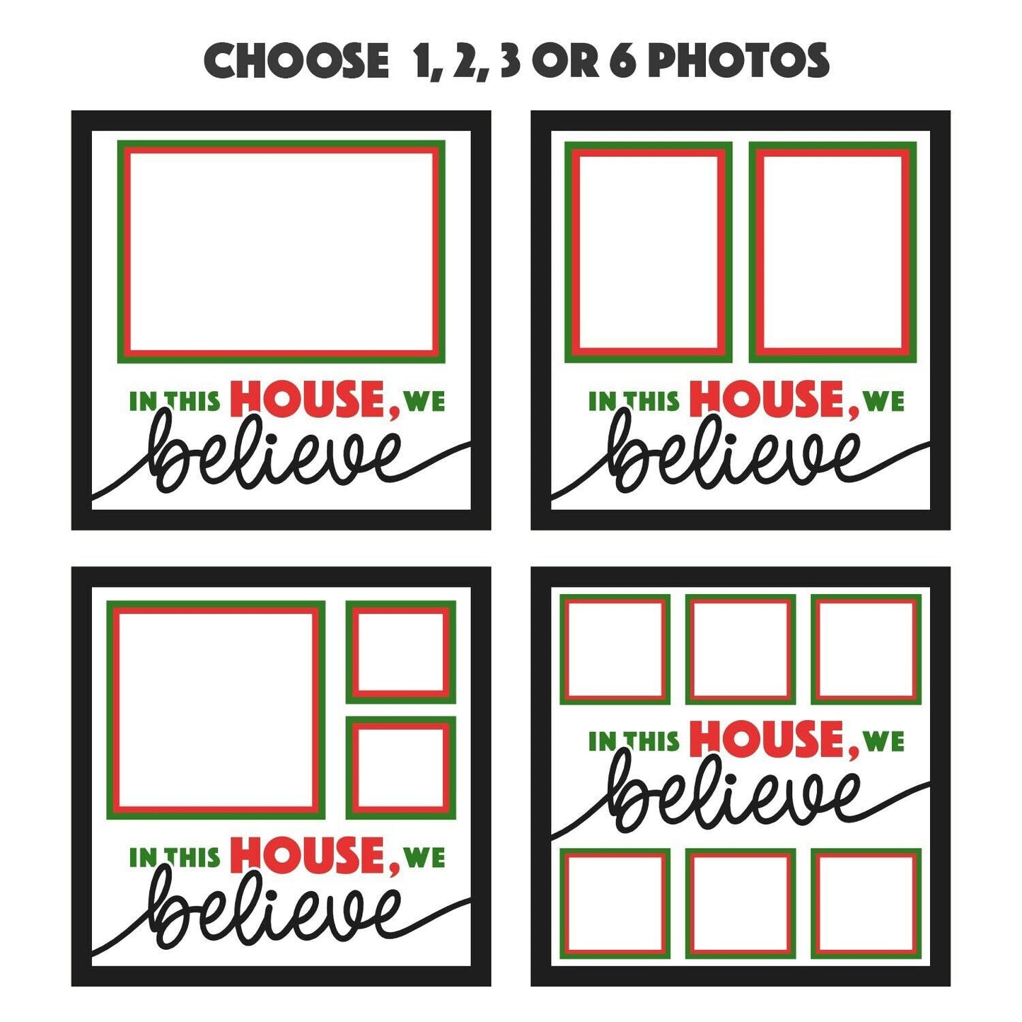 We Believe In Christmas - 9 x 9 Inch Frame - 1, 2, 3 or 6 photos / Multi Colour