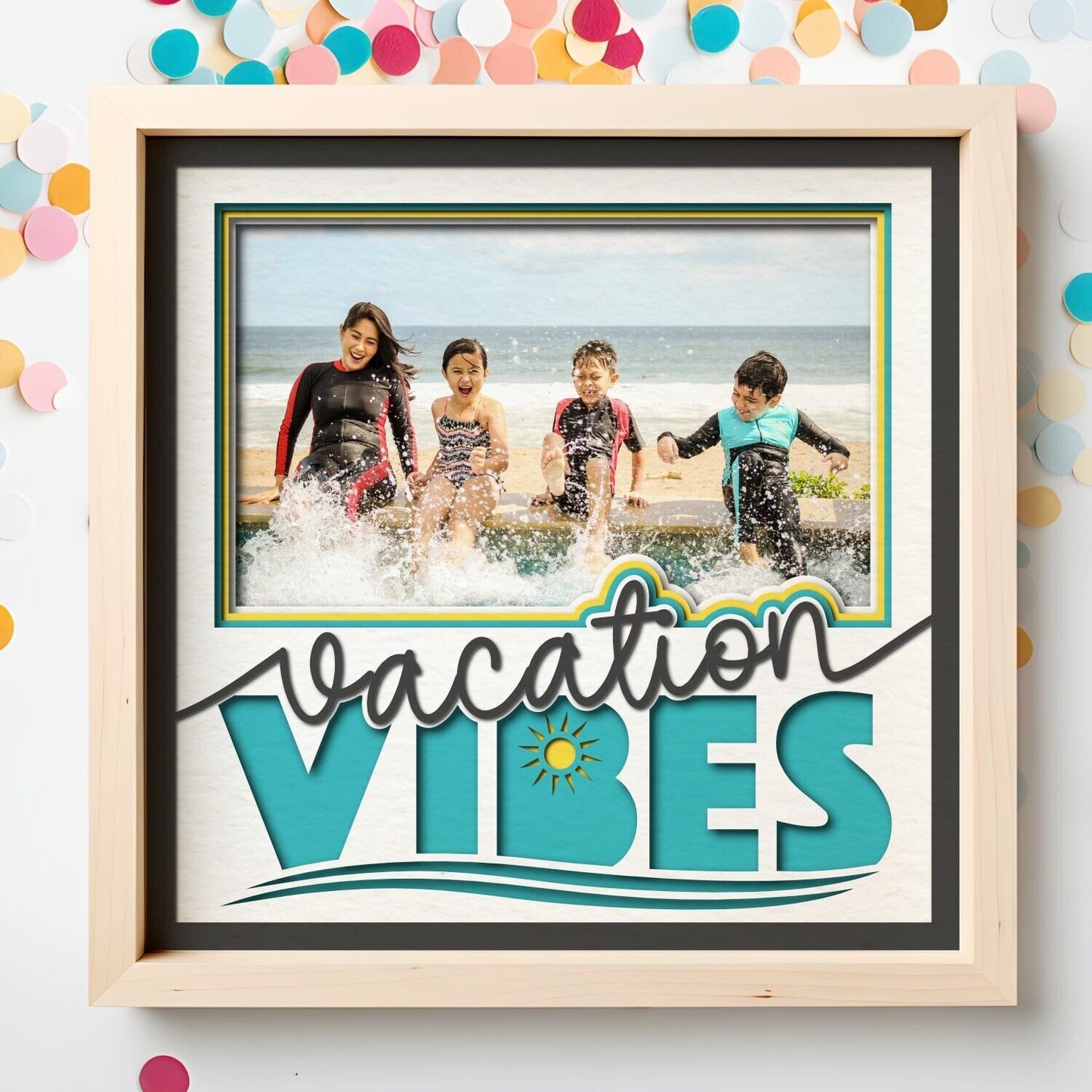 Vacation Vibes - 9 x 9 Inch photo Frame - 1, 2, 3 or 6 photos / Multi Colour