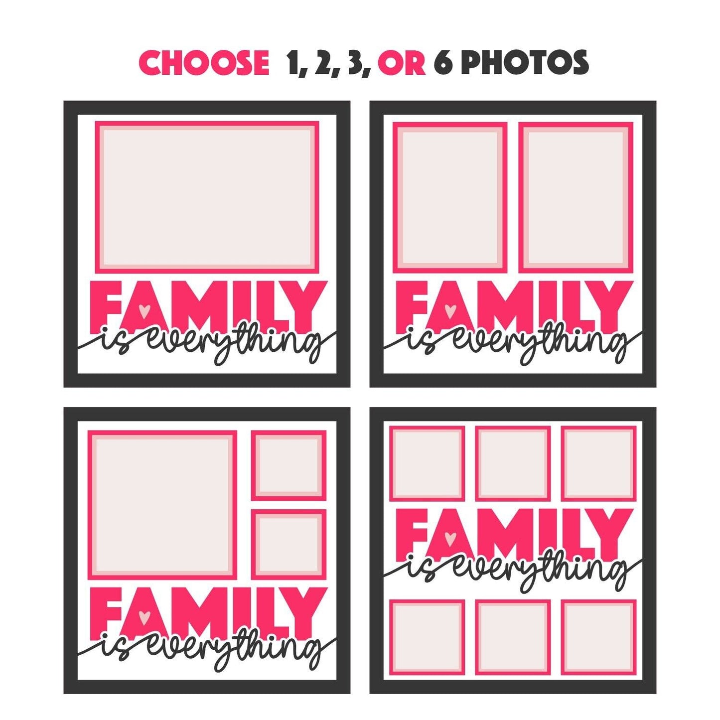 Family Is Everything - 9 x 9 Inch Frame - 1, 2, 3 or 6 photos / Multi Colour