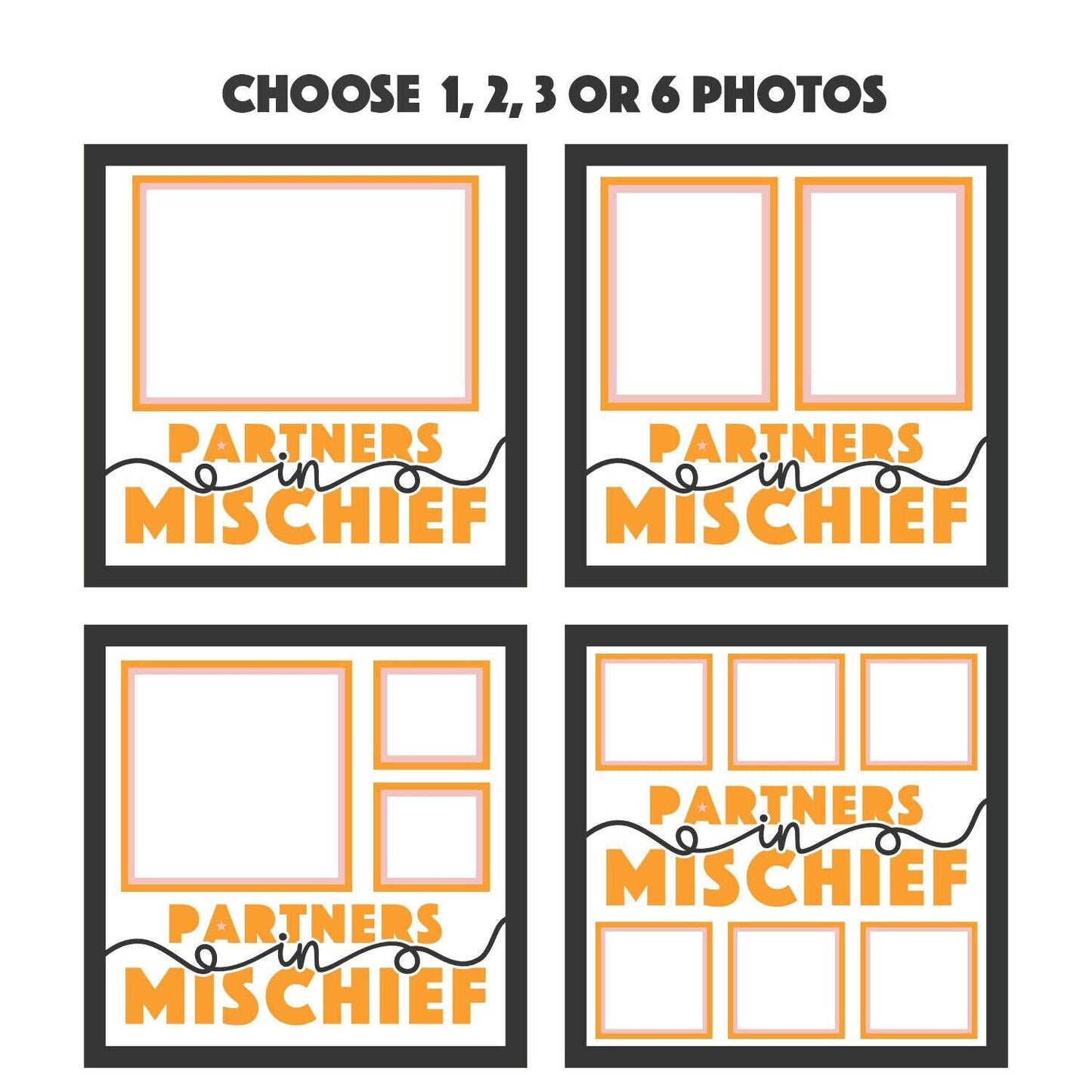 Partners In Mischief - 9 x 9 Inch Frame - 1, 2, 3 or 6 photos / Multi Colour