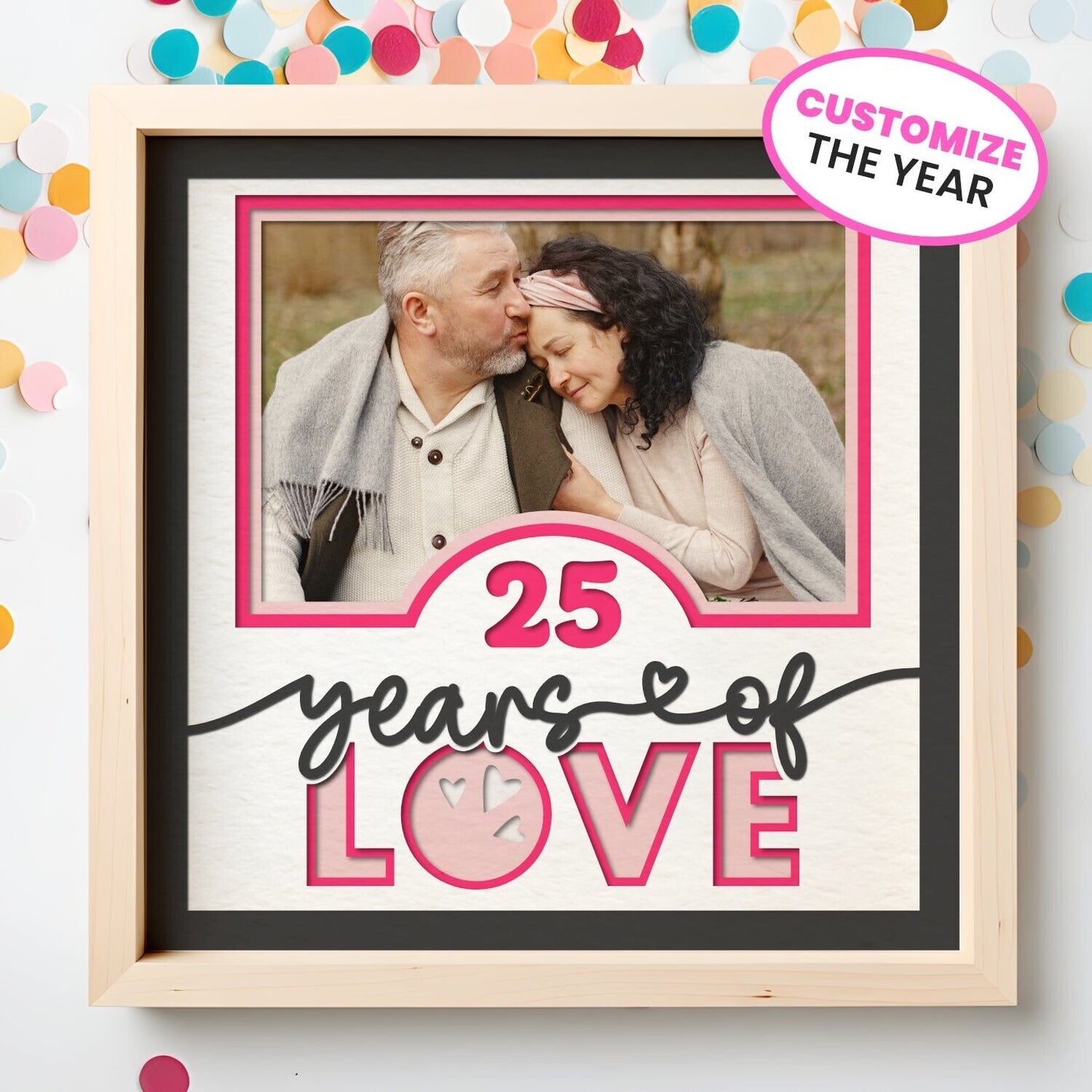 Anniversary - Years Of Love - 9 x 9 Inch - 1, 2, 3 or 6 photos / Multi Colour