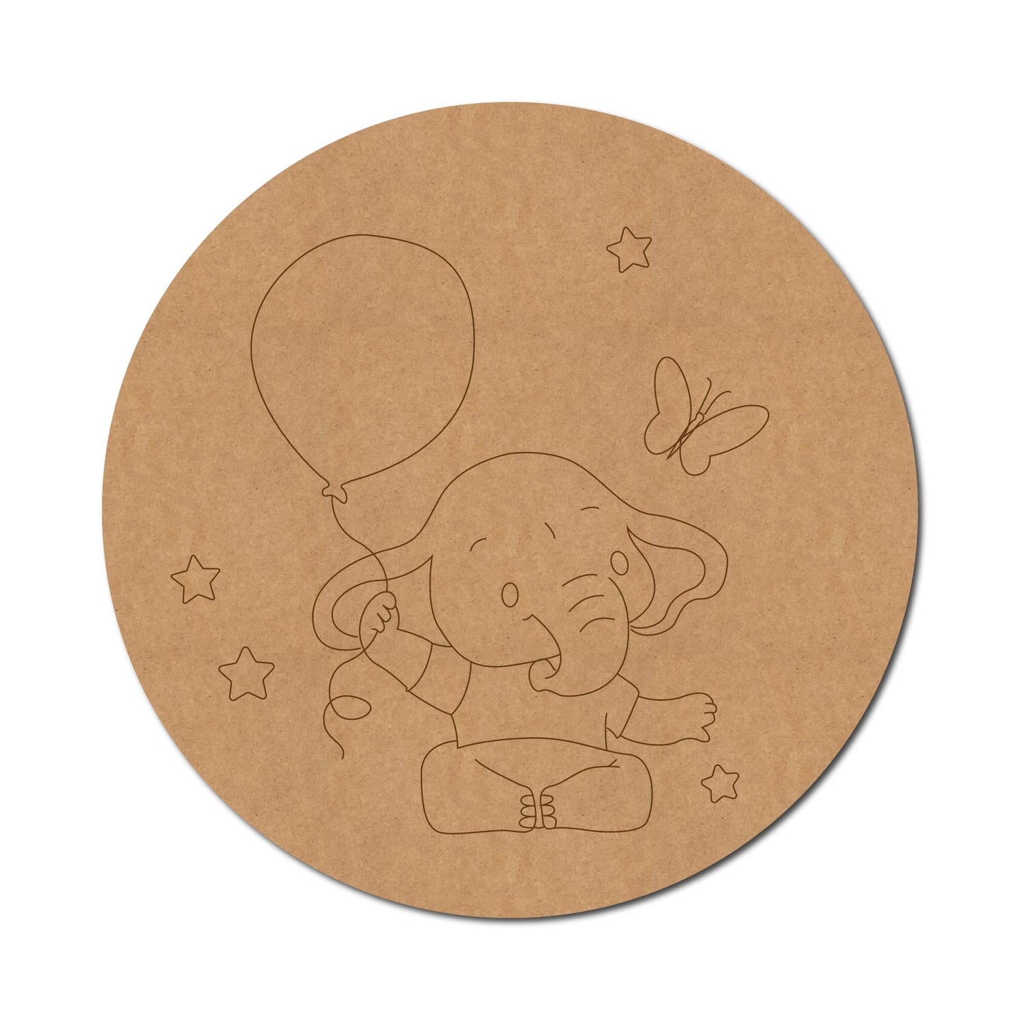 Elephant with Balloons Pre Marked Round Design 1