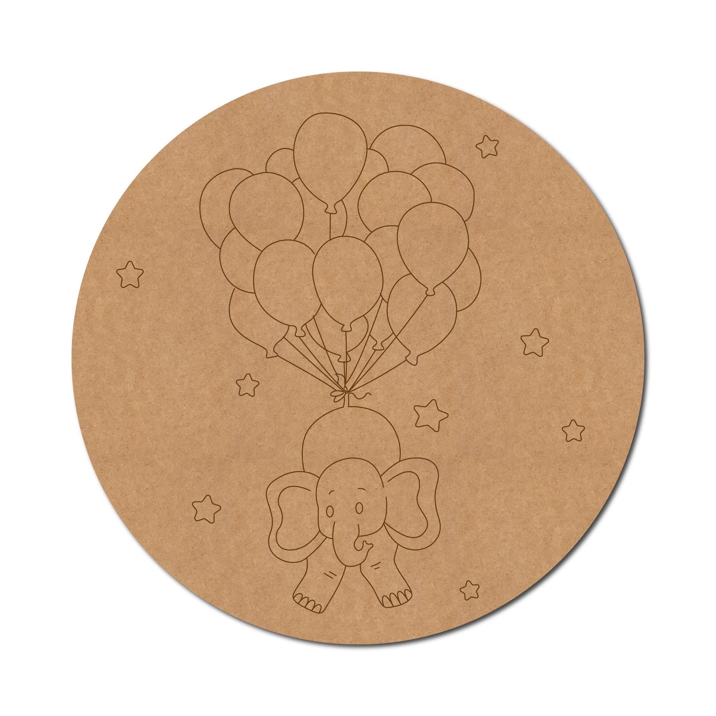 Elephant with Balloons Pre Marked Round Design 2