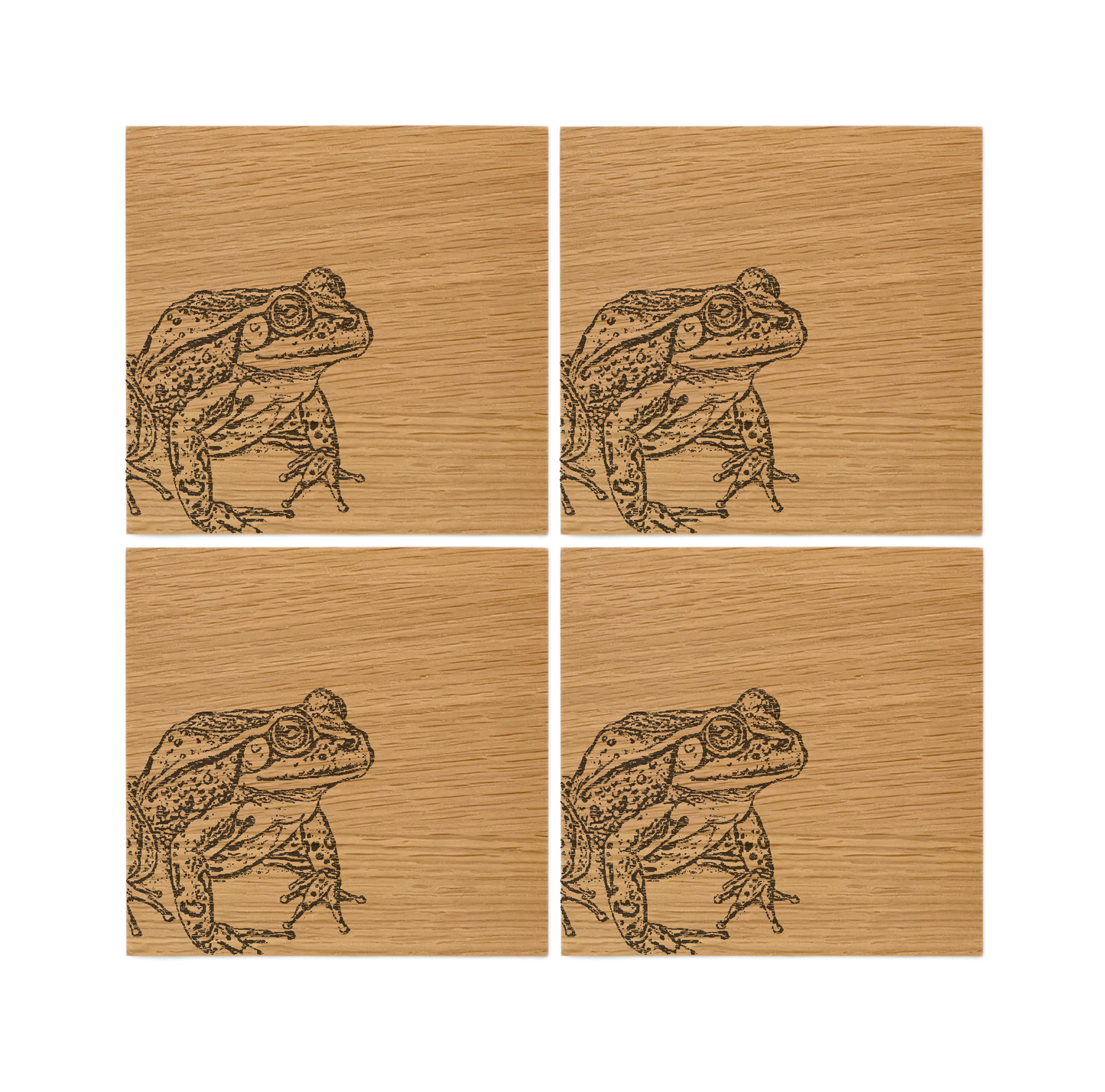 Frog Oak Coasters - Set of 4