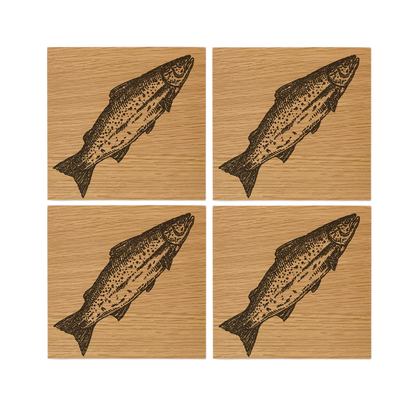 Salmon Oak Coasters - Set of 4