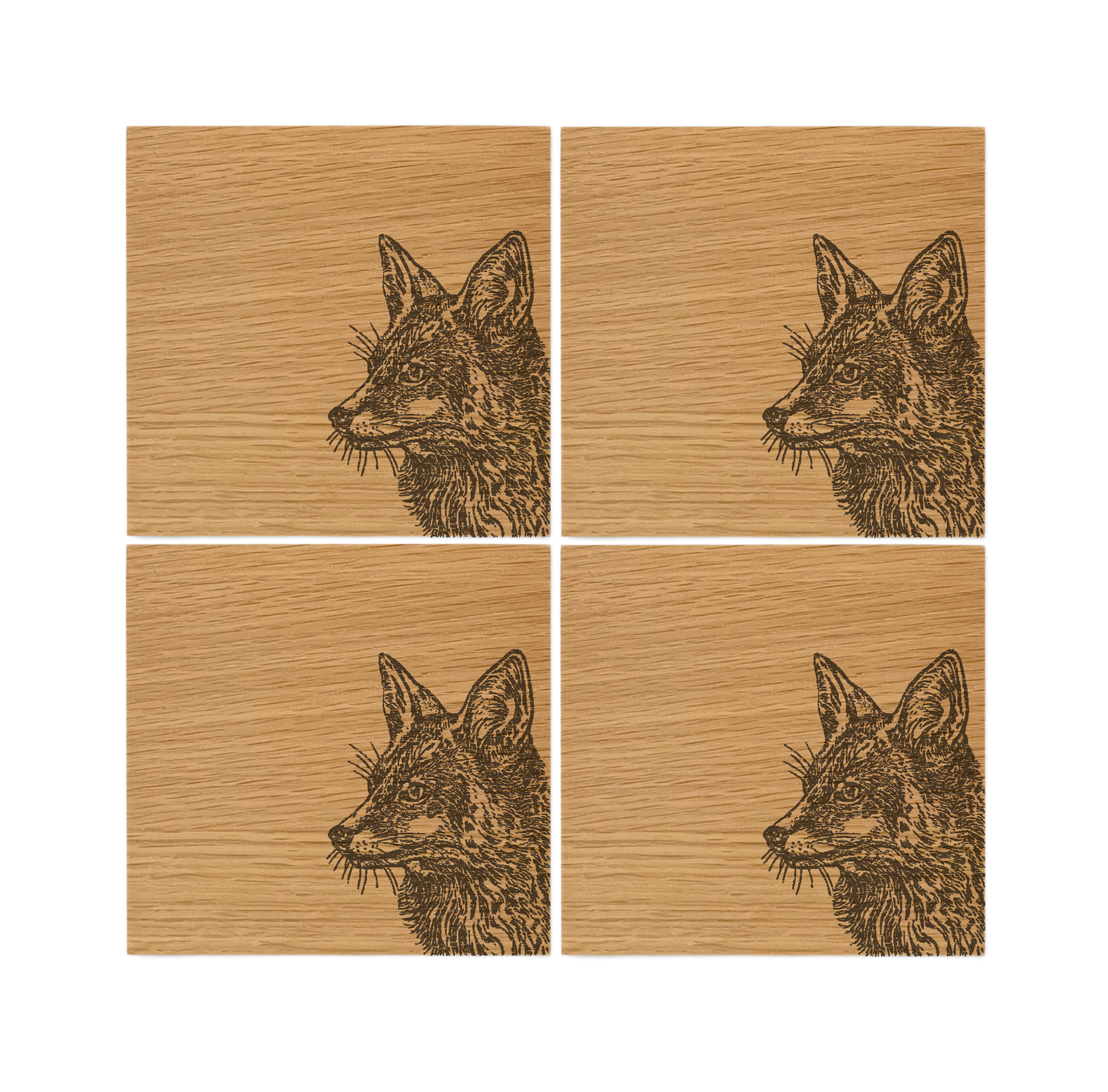 Fox Oak Coasters - Set of 4
