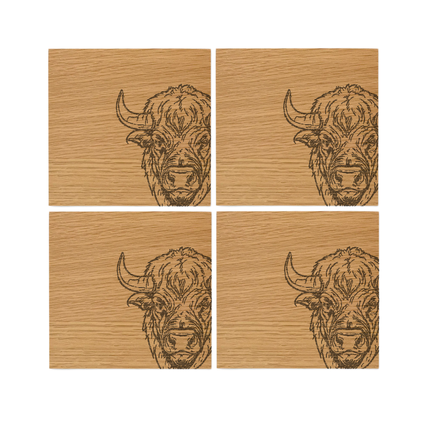 African Buffalo Oak Coasters - Set of 4