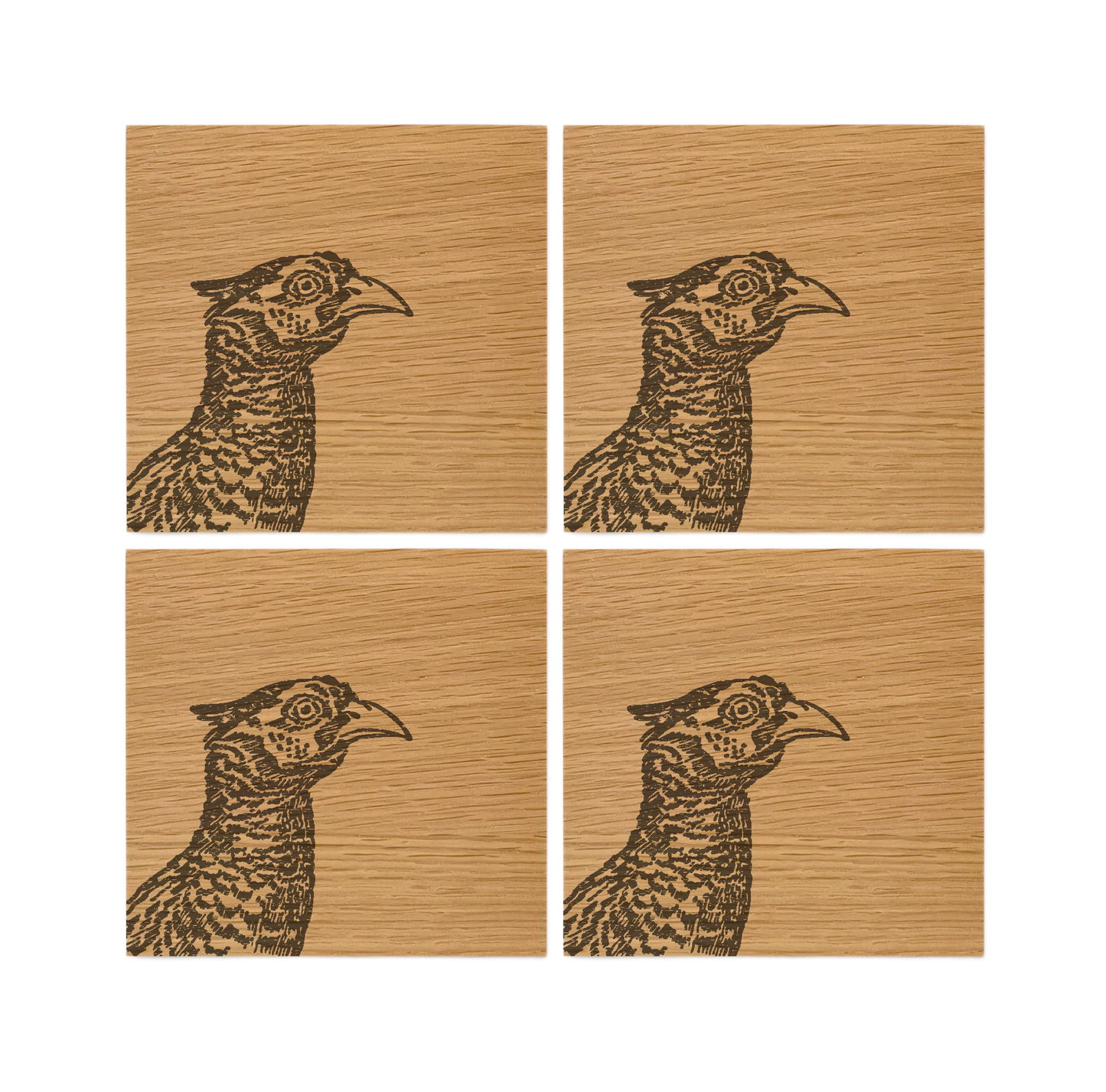 Pheasant Oak Coasters - Set of 4