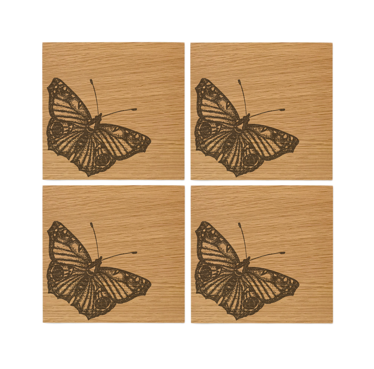 Butterfly Oak Coasters - Set of 4