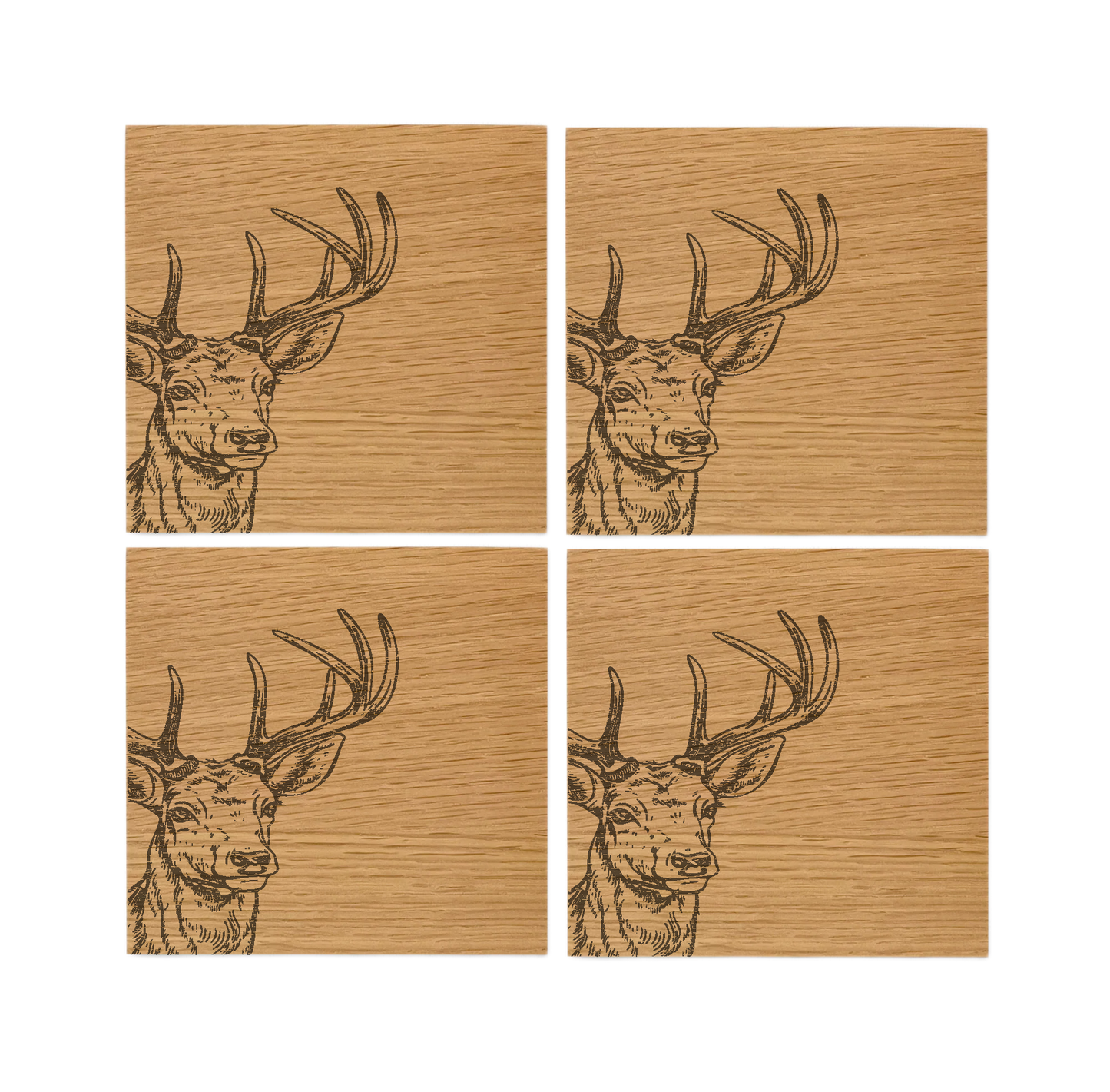 Stag Oak Coasters - Set of 4