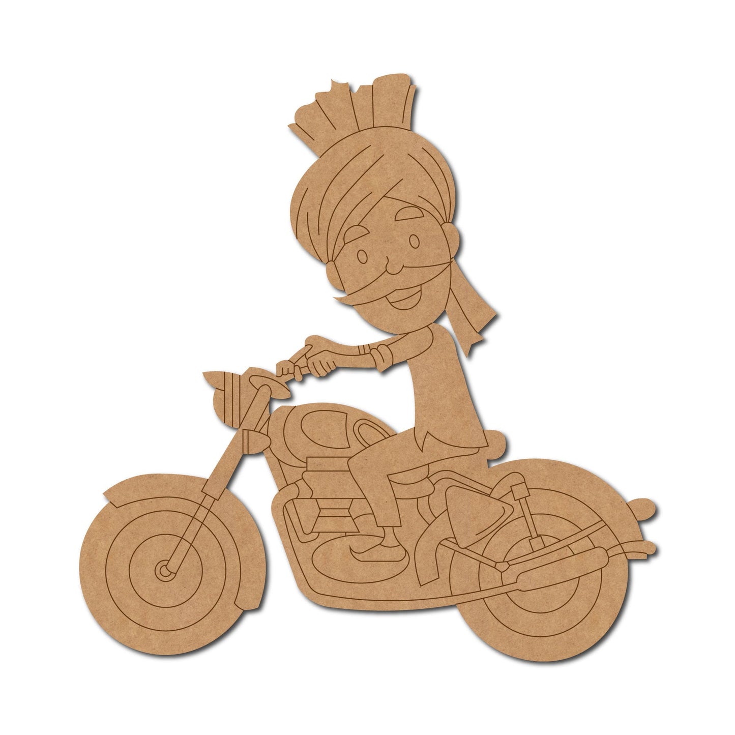 Haryanvi Man On Motorcycle Pre Marked Shape 1
