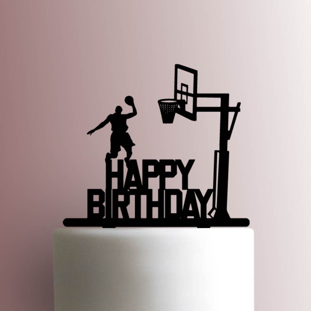 Basketball Happy Birthday - Acrylic Cake Topper