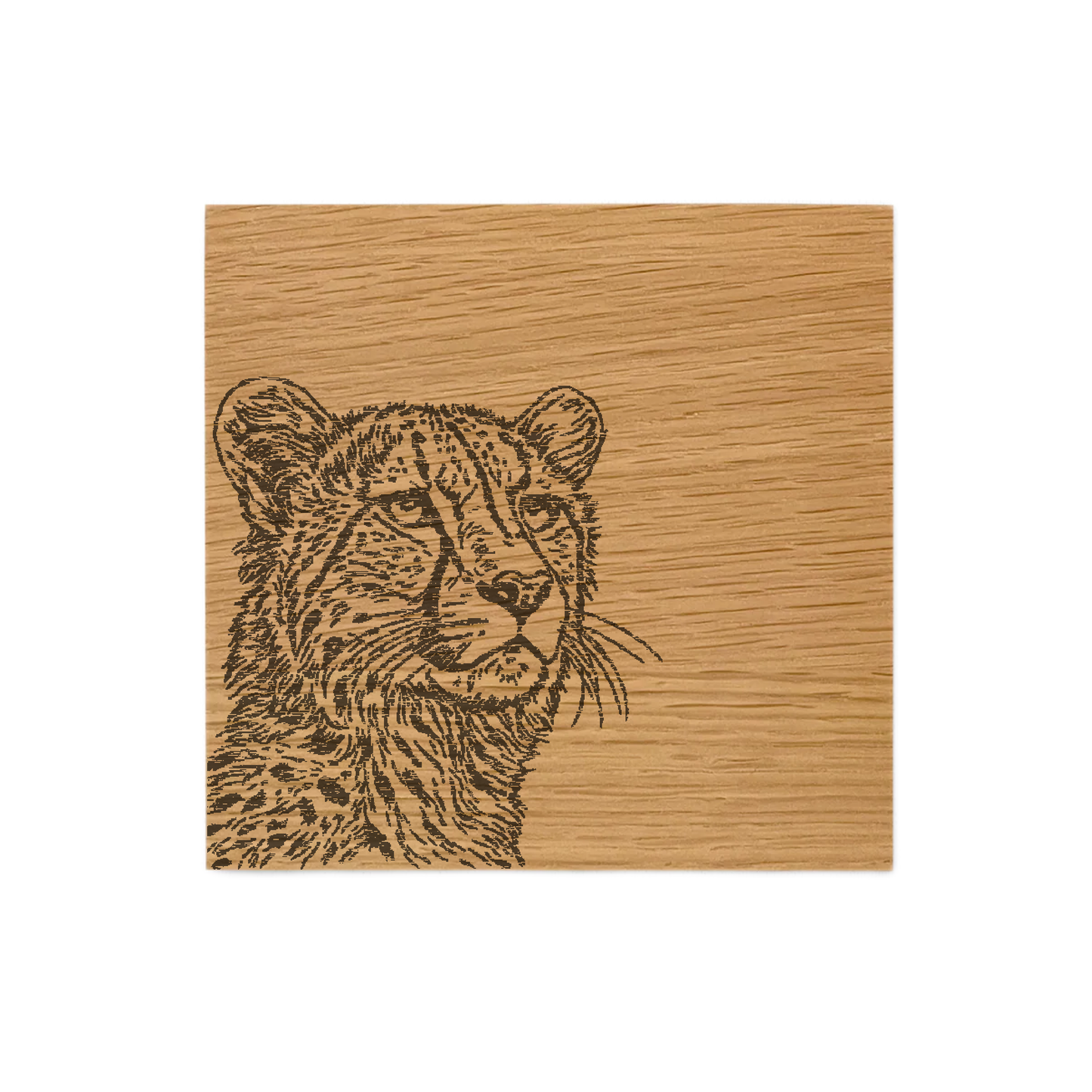 Cheeta Single Oak Coaster