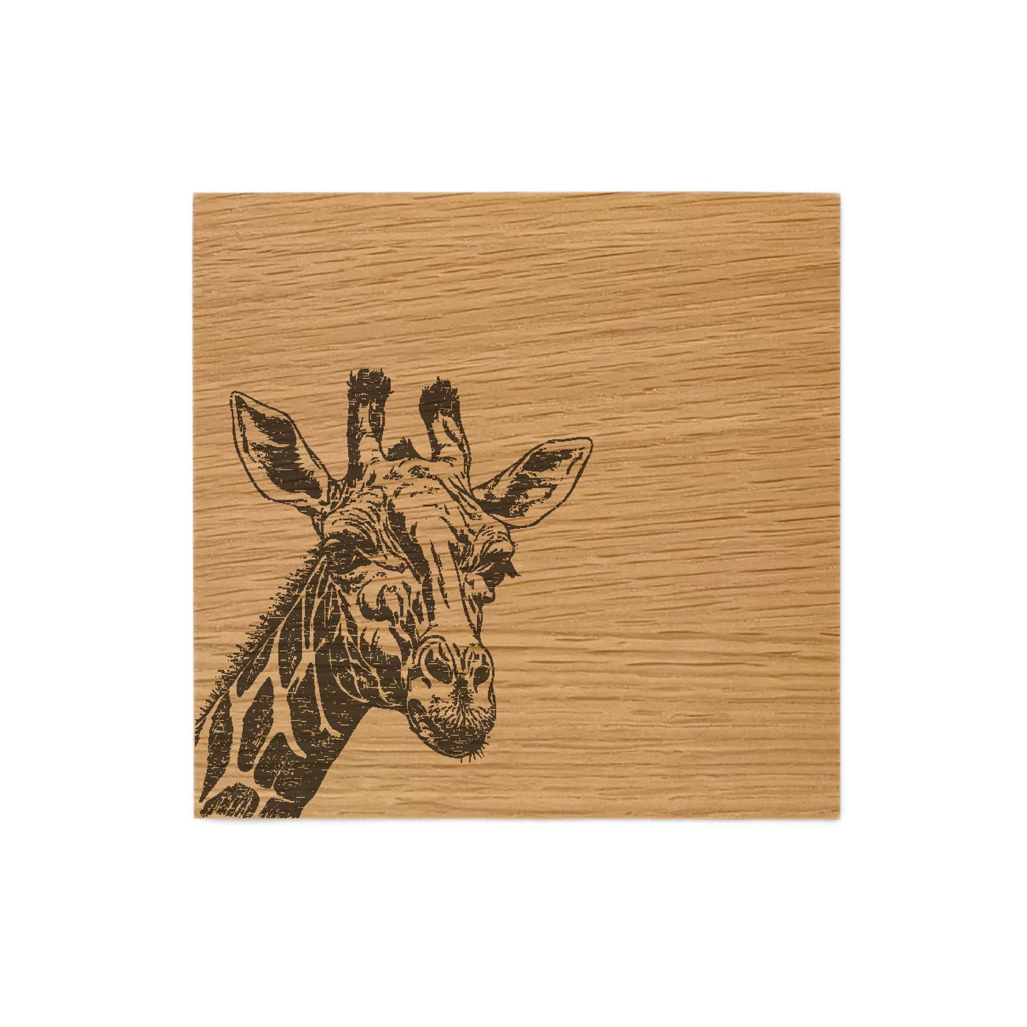 Giraffe Single Oak Coaster