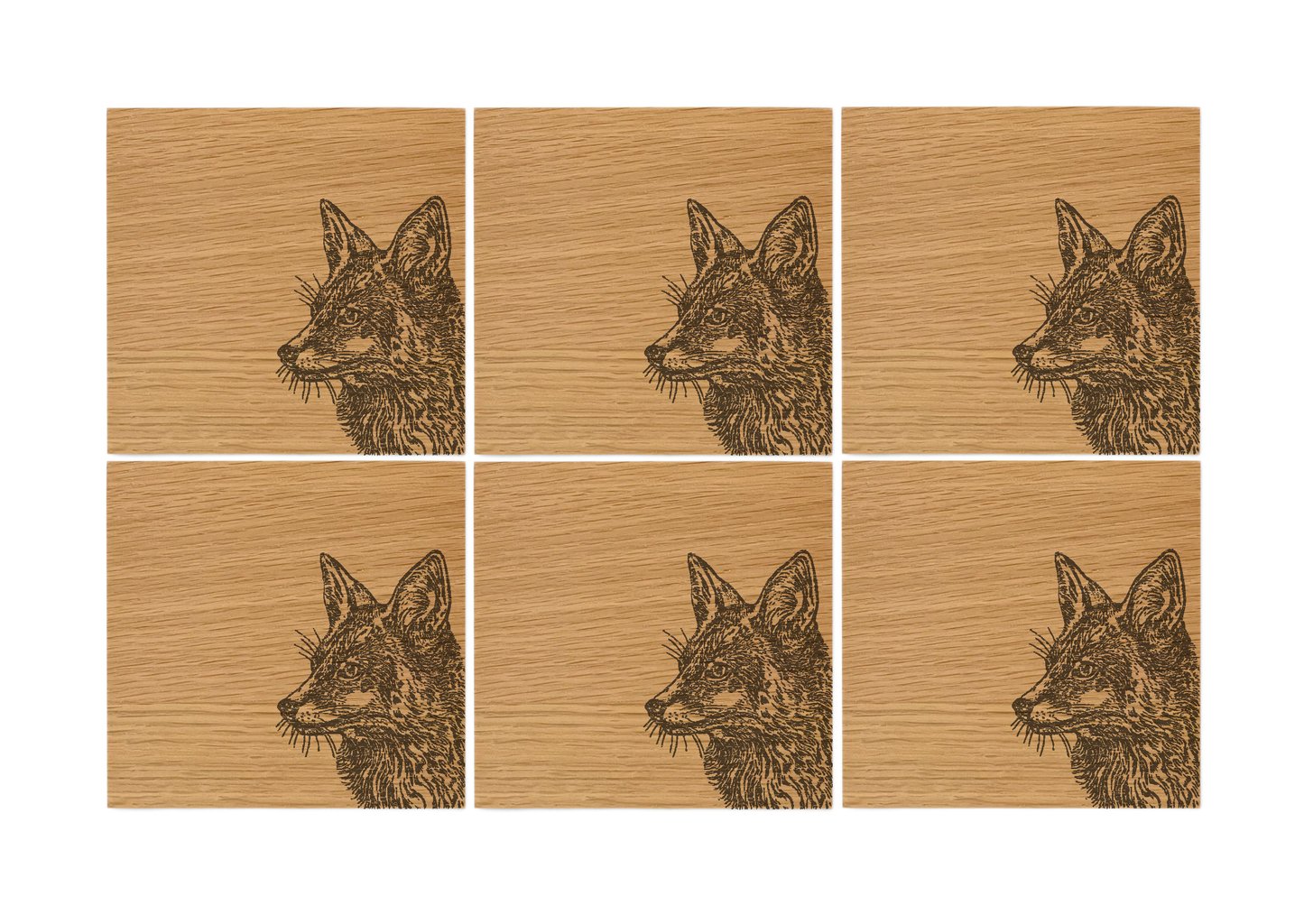 Fox Oak Coasters - Set of 6