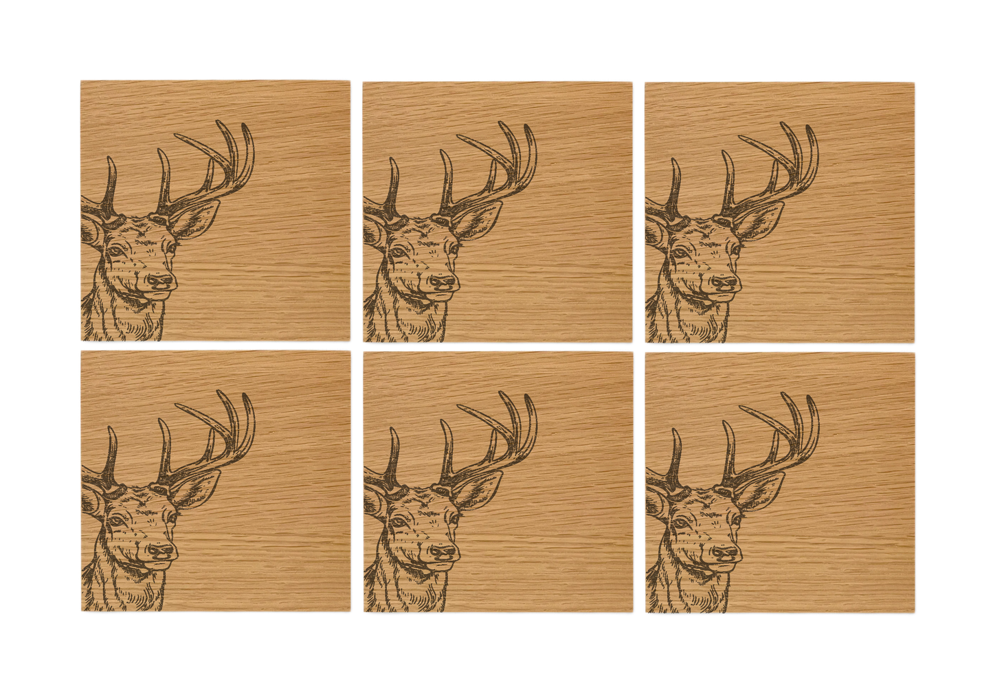 Stag Oak Coasters - Set of 6