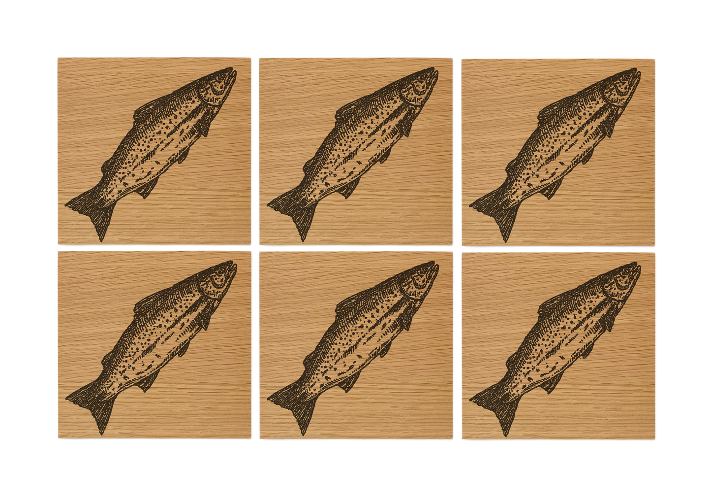 Salmon Oak Coasters - Set of 6