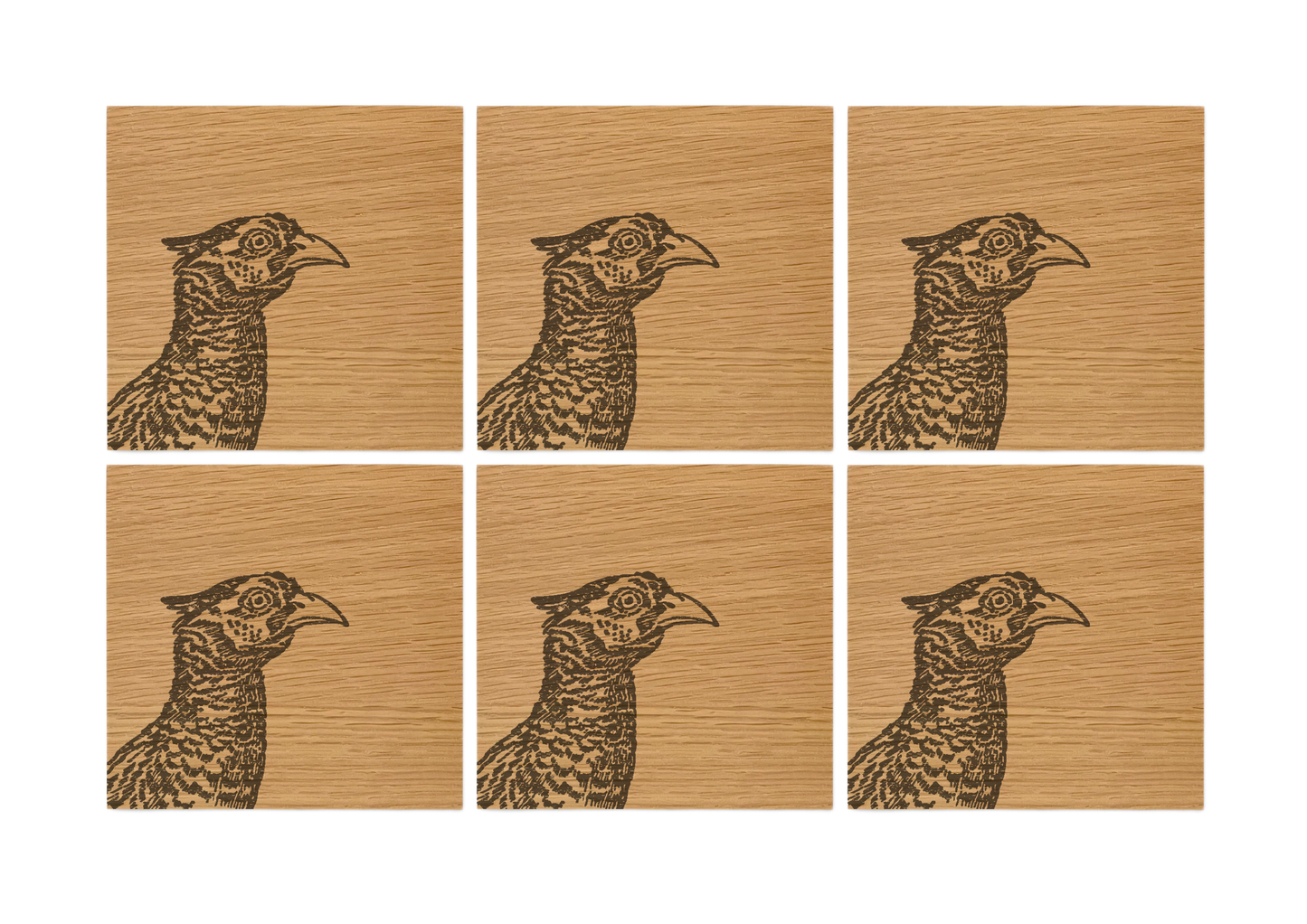 Pheasant Oak Coasters - Set of 6
