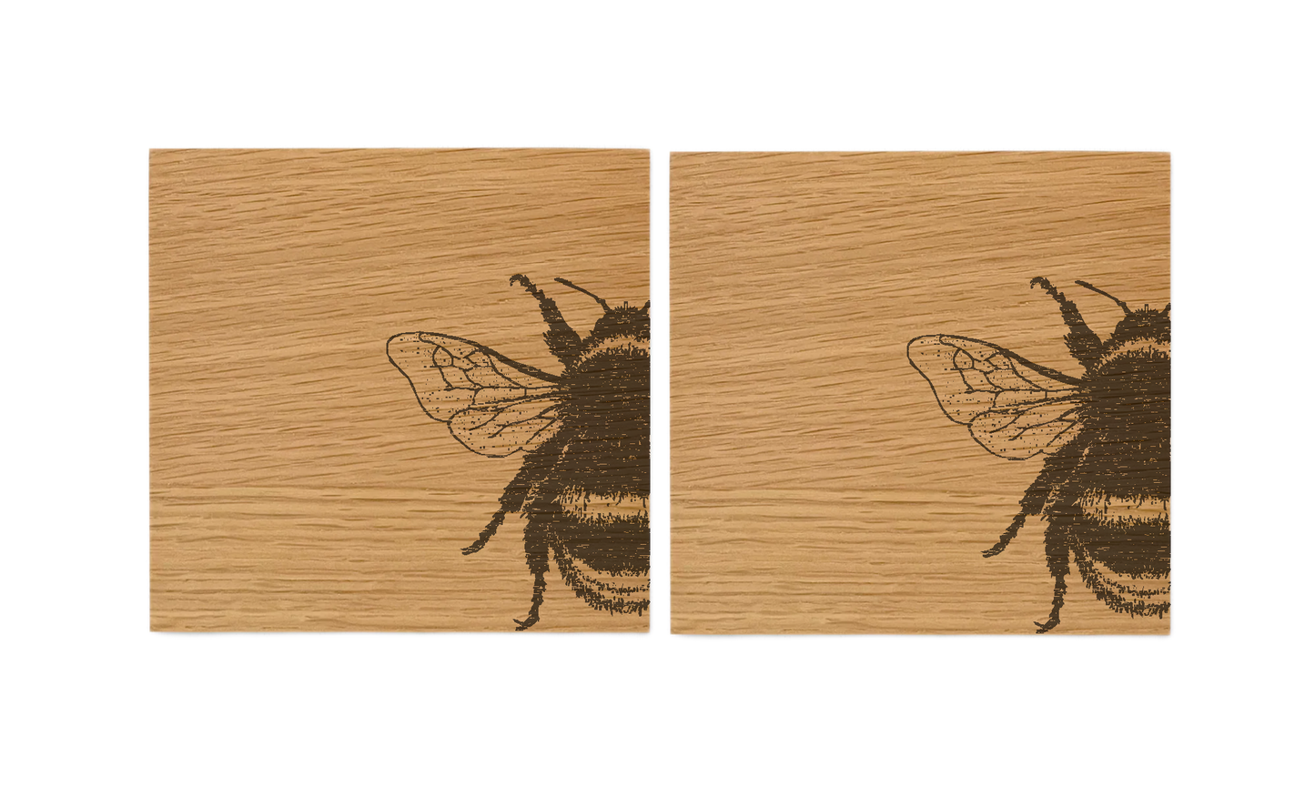 Bee Oak Coasters - Set of 2