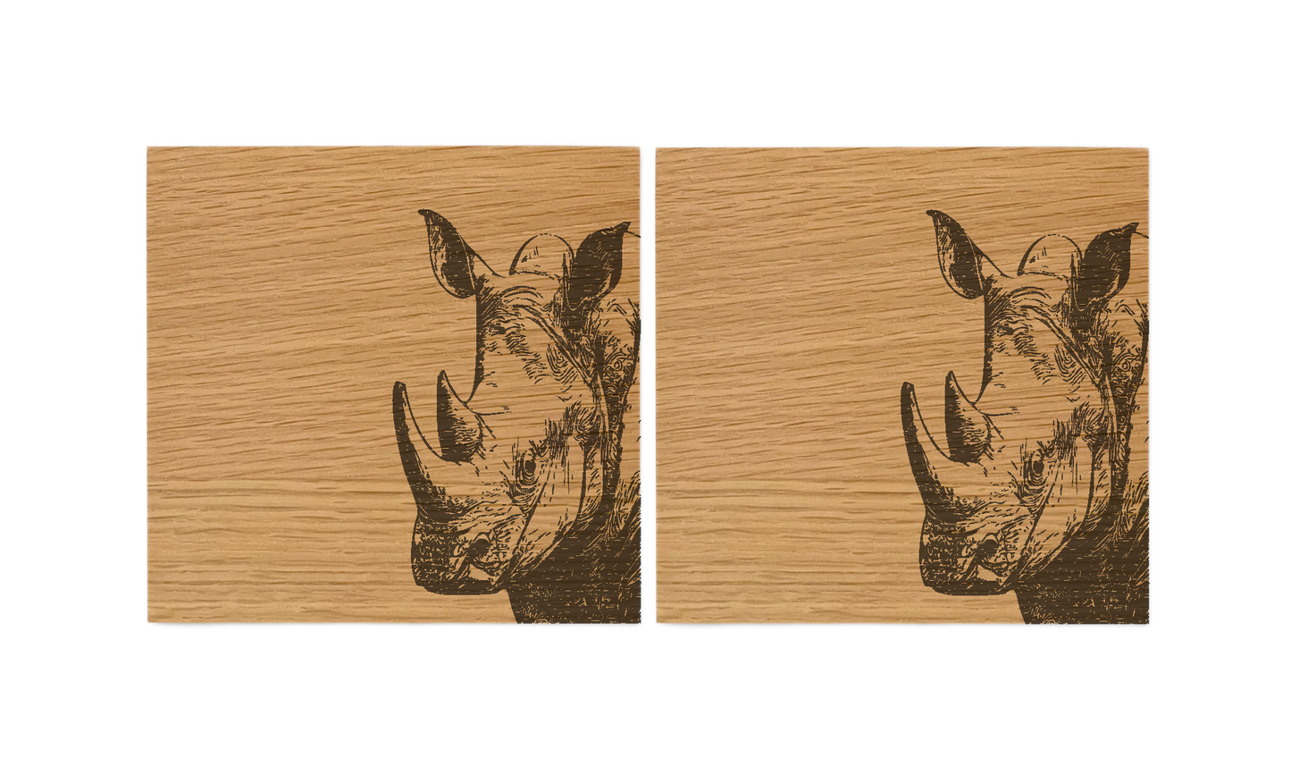 Rhino Oak Coasters - Set of 2