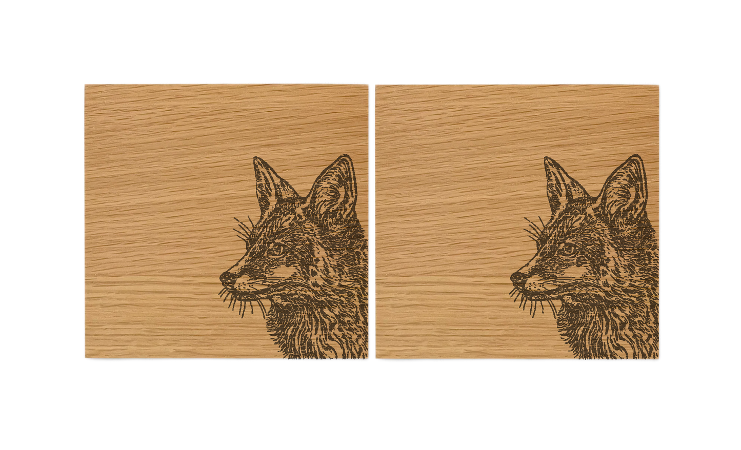 Fox Oak Coasters - Set of 2