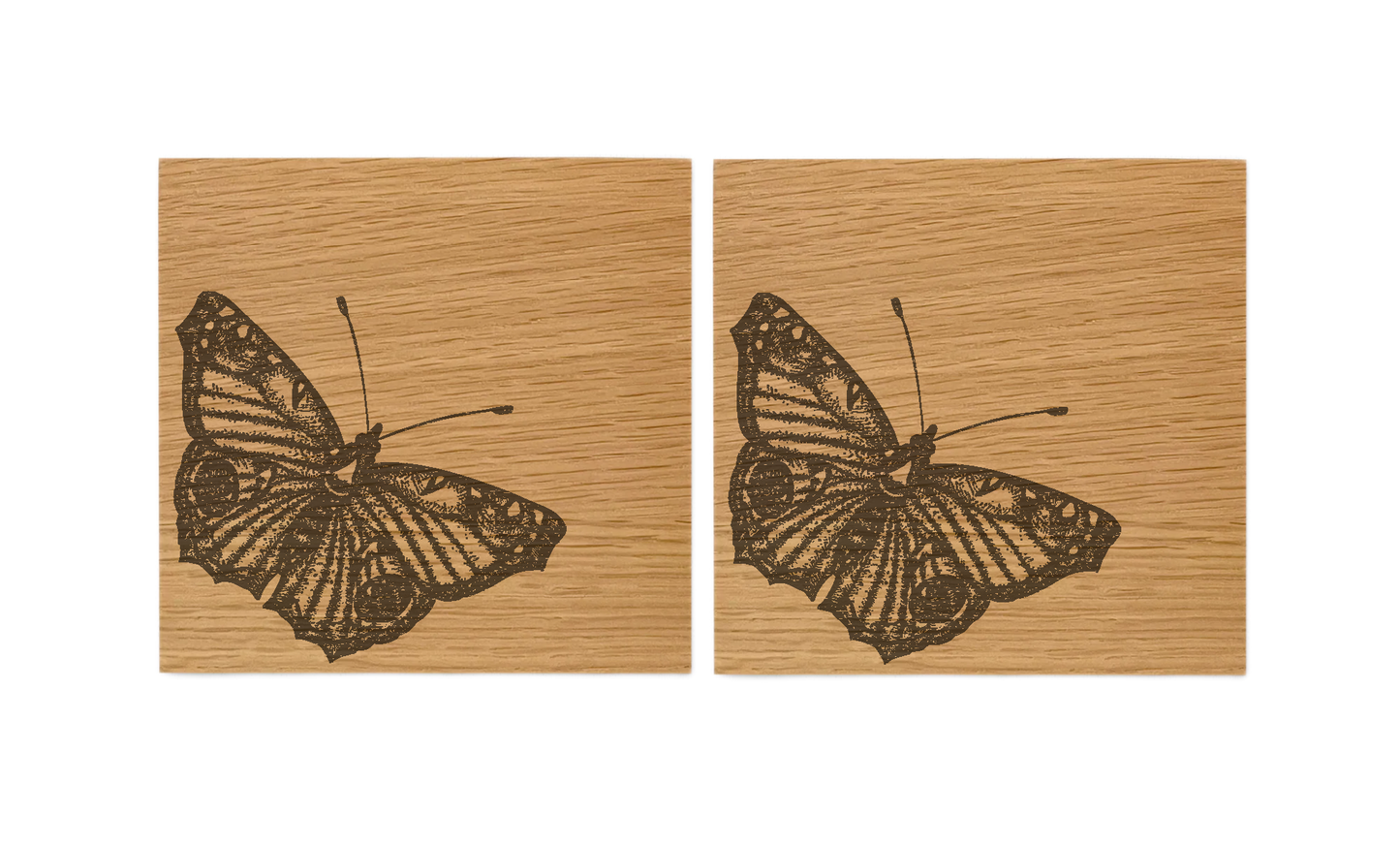 Butterfly Oak Coasters - Set of 2