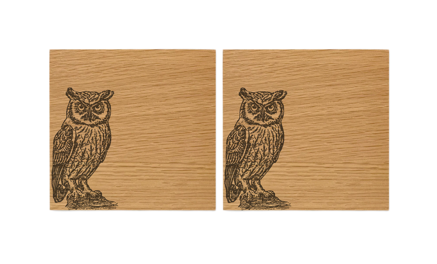 Owl Oak Coasters - Set of 2