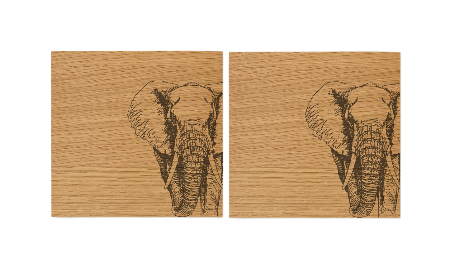 African Elephant Oak Coasters - Set of 2