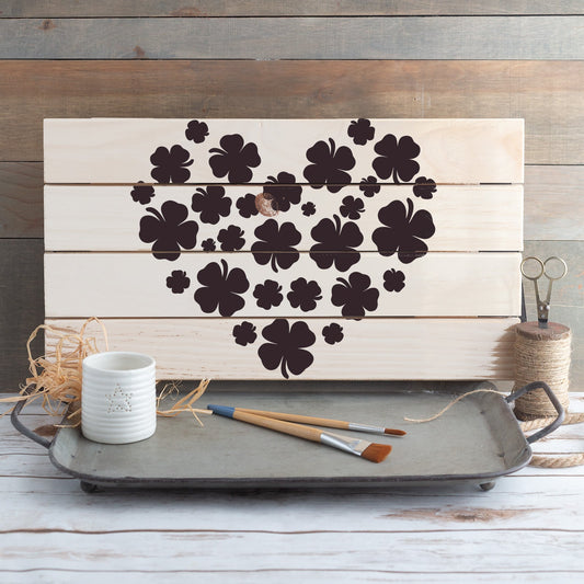 Heart Shamrocks Stencil