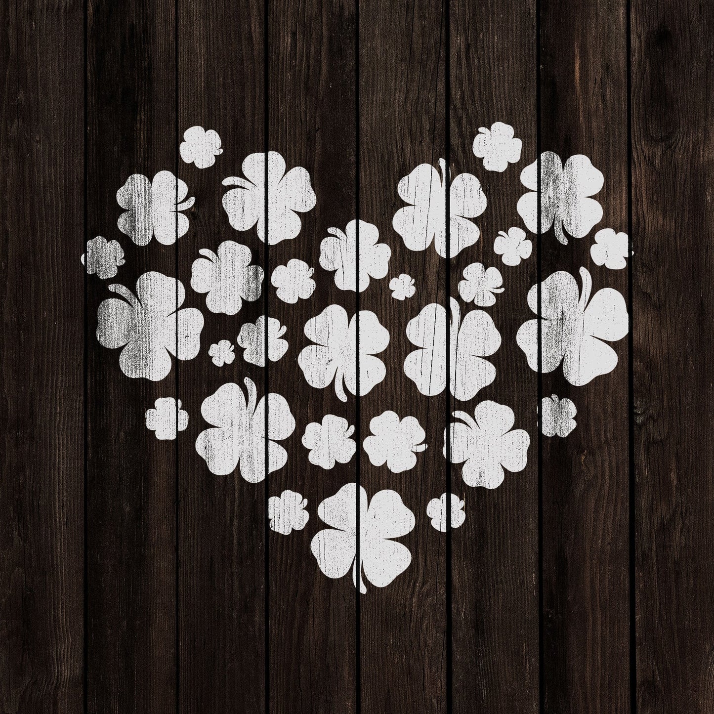 Heart Shamrocks Stencil