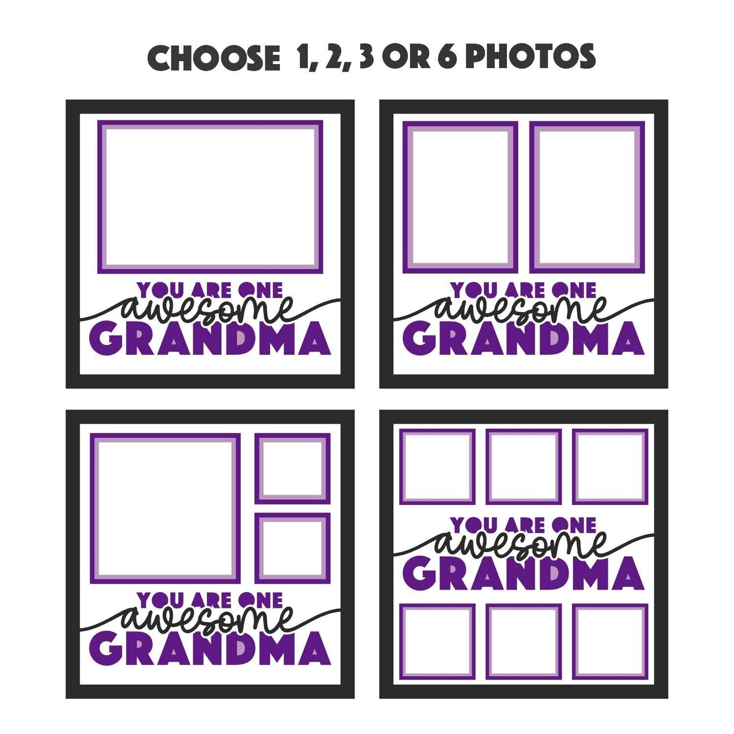 Awesome Grandma - 9 x 9 Inch photo Frame - 1, 2, 3 or 6 photos / Multi Colour