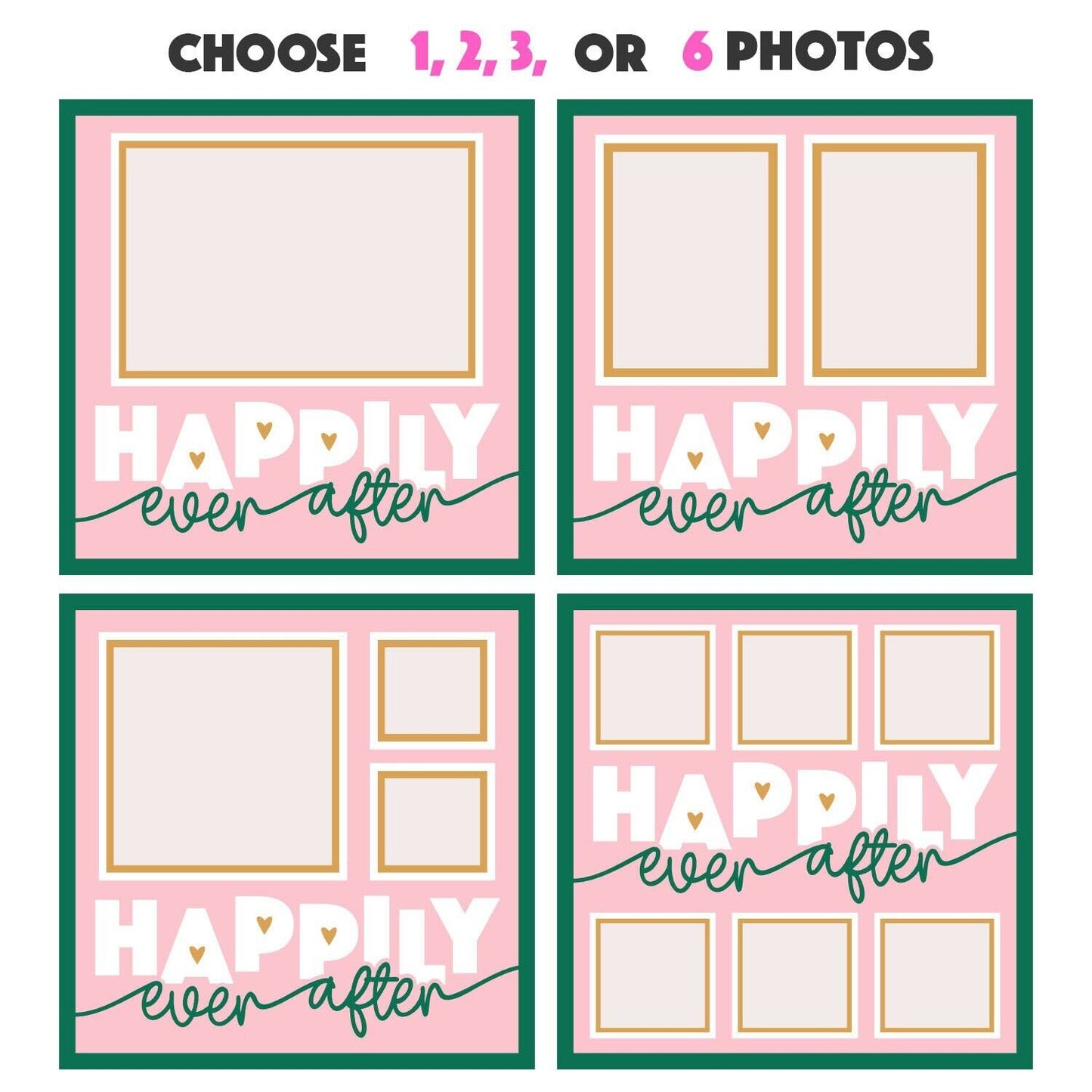 Happily Ever After - 9 x 9 Inch Frame - 1, 2, 3 or 6 photos / Multi Colour