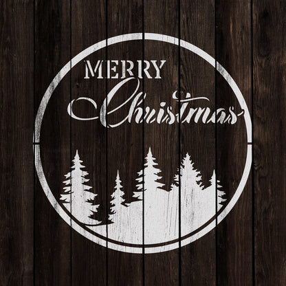 Round Merry Christmas Sign Stencil