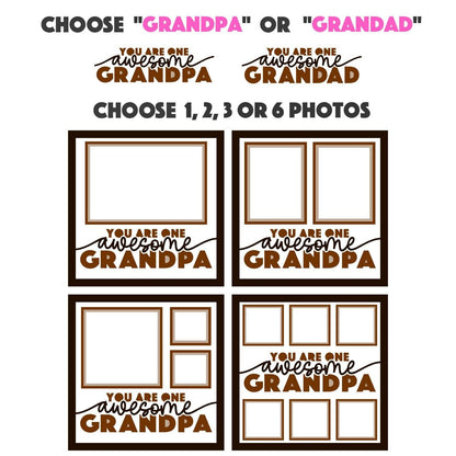 Awesome Grandpa - 9 x 9 Inch photo Frame - 1, 2, 3 or 6 photos / Multi Colour