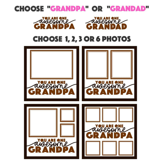 Awesome Grandpa - 9 x 9 Inch photo Frame - 1, 2, 3 or 6 photos / Multi Colour