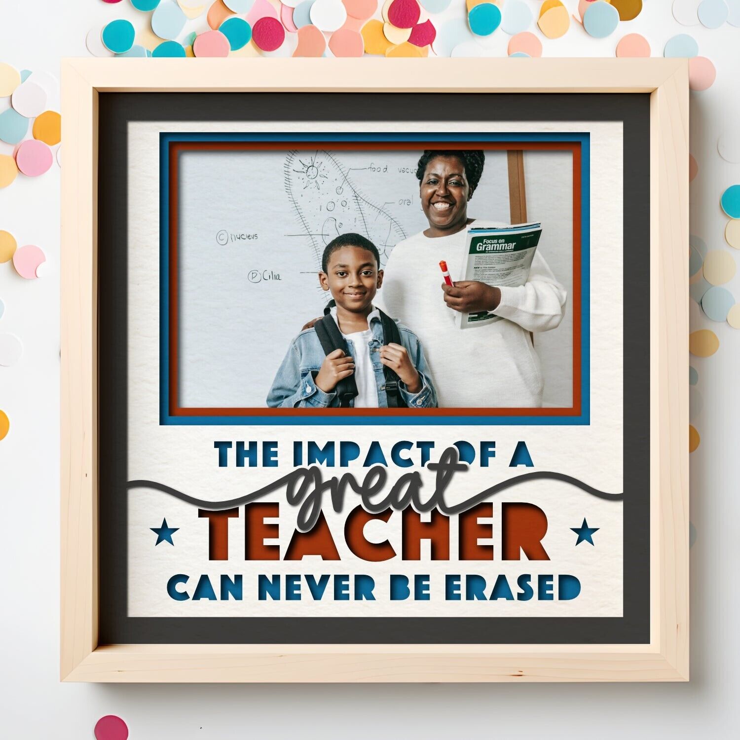 Impact of a Teacher - 9 x 9 Inch photo Frame - 1, 2, 3 or 6 Photos/Customisable