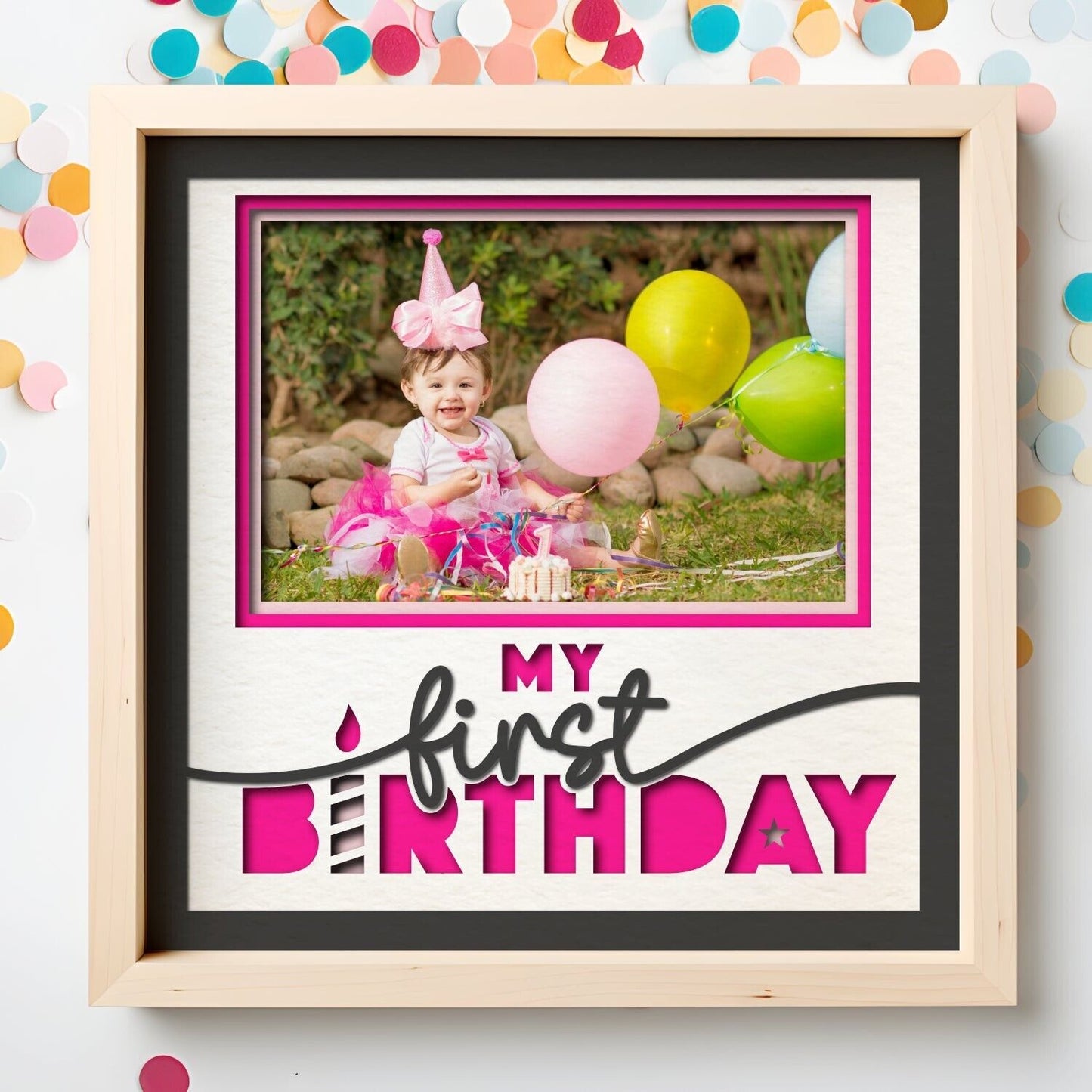 My First Birthday - 9 x 9 Inch - 1, 2, 3 or 6 photos / Multi Colour