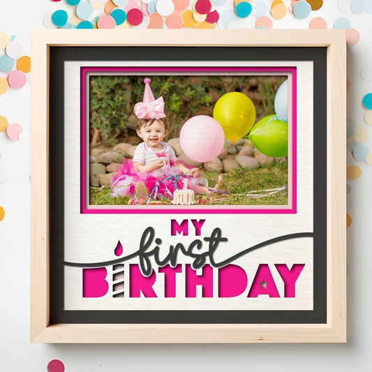 My First Birthday - 9 x 9 Inch - 1, 2, 3 or 6 photos / Multi Colour