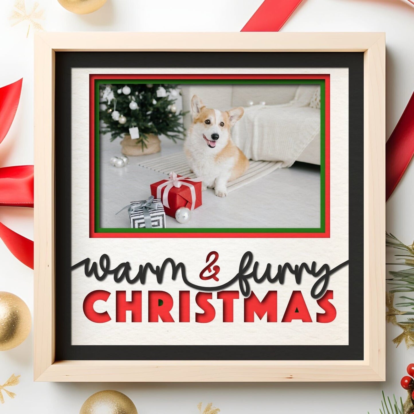Warm & Furry Xmas - 9 x 9 Inch photo Frame - 1, 2, 3 or 6 photos / Multi Colour