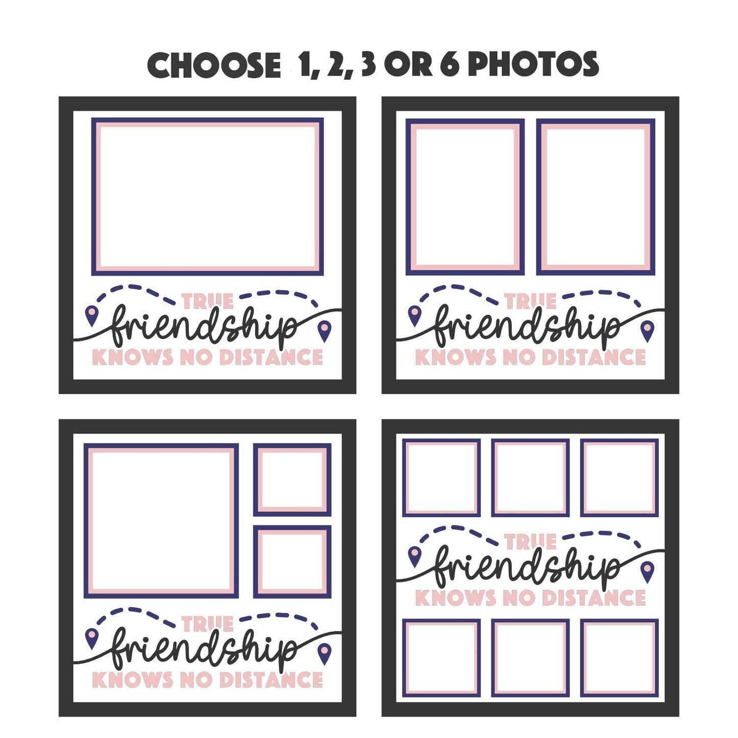 True Friendship - 9 x 9 Inch photo Frame - 1, 2, 3 or 6 photos / Multi Colour