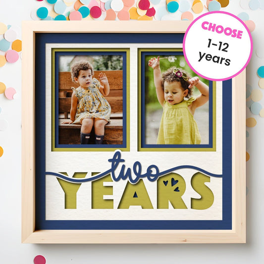 Child Yearly Milestone - 9 x 9 Inch Frame - 1, 2, 3 or 6 photos / Multi Colour