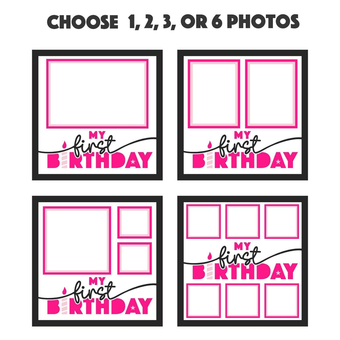 My First Birthday - 9 x 9 Inch - 1, 2, 3 or 6 photos / Multi Colour