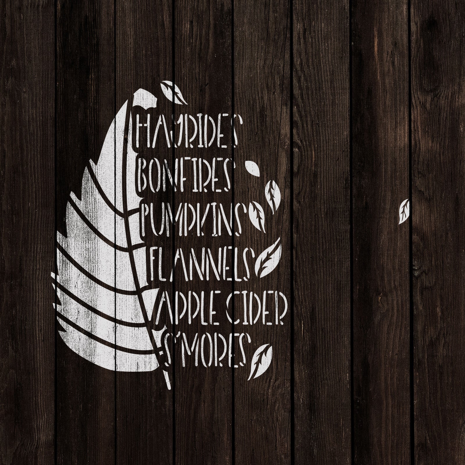 Hayrides Bonfires Pumpkins Fall Stencil
