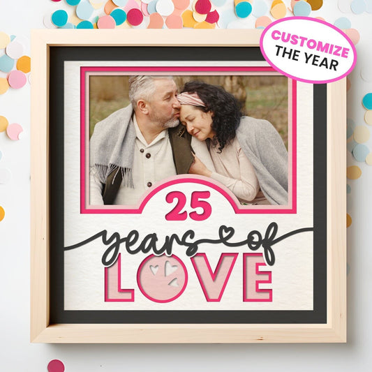 Anniversary - Years Of Love - 9 x 9 Inch - 1, 2, 3 or 6 photos / Multi Colour